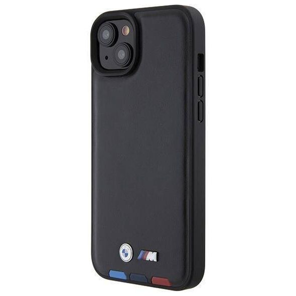 Original Case APPLE IPHONE 15 PLUS BMW Leather Stamp Tricolor (BMHCP15M22PTDK) black 3666339143350