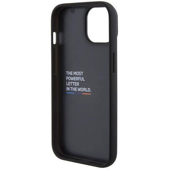 Original Case APPLE IPHONE 15 BMW Leather Stamp Tricolor (BMHCP15S22PTDK) black 3666339143343