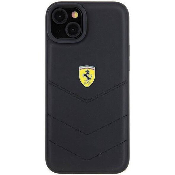 Original Case APPLE IPHONE 15 PLUS Ferrari Hardcase Quilted Metal Logo (FEHCP15MRDUK) black 3666339171049