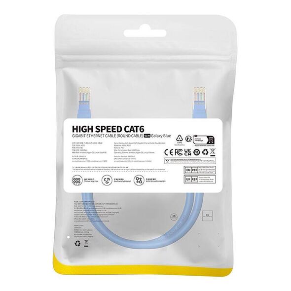 Round Cable Baseus Ethernet RJ45, Cat.6, 0,5m (blue) 6932172637156