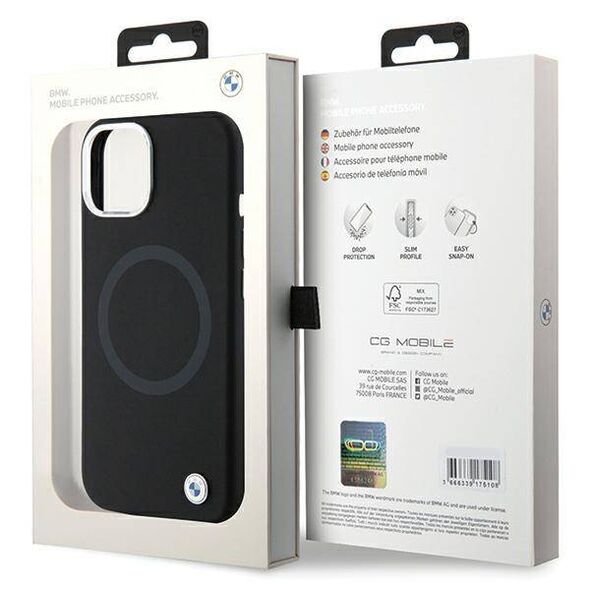 Original Case APPLE IPHONE 15 PLUS BMW Signature Liquid Silicone MagSafe (BMHMP15MSILBK2) black 3666339144654