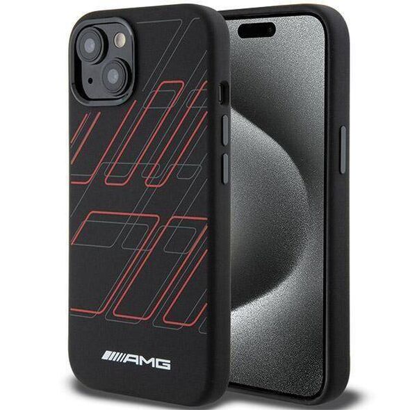 Original Case IPHONE 14 PLUS / 15 PLUS AMG Hardcase Silicone Large Rhombuses Pattern MagSafe (AMHMP15M23SSPK) black 3666339141172