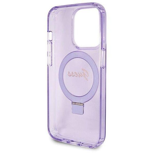 Original Case IPHONE 14 PRO MAX Guess Hardcase Ring Stand Script Glitter MagSafe (GUHMP14XHRSGSU) purple 3666339156732