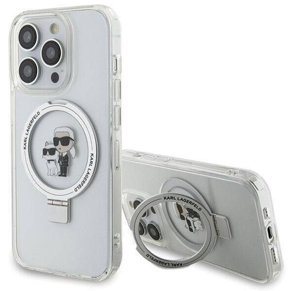 Original Case IPHONE 13 PRO MAX Karl Lagerfeld Hardcase Ring Stand Karl&Choupettte MagSafe (KLHMP13XHMRSKCH) white 3666339168827