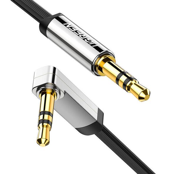 Mini jack 3,5mm AUX elbow cable UGREEN  AV119, flat , 5m (black) 6957303817290