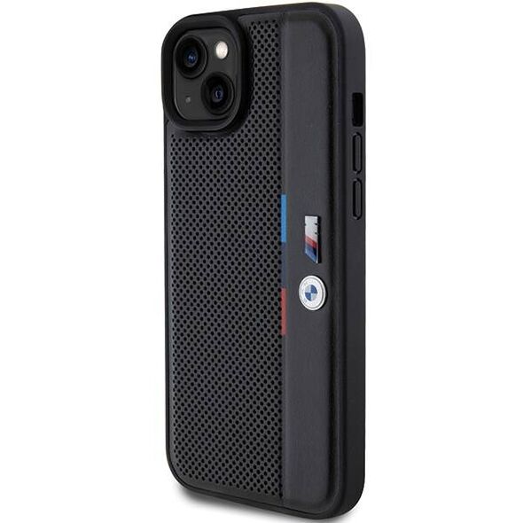 Original Case IPHONE 15 PLUS / 14 PLUS BMW Hardcase Perforated Tricolor Line (BMHCP15M23PUPVK) black 3666339234706