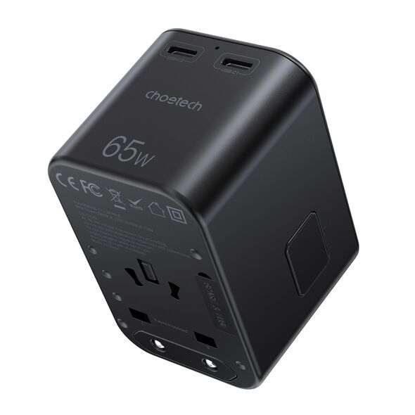 Choetech PD5009-BK Wall Charger GaN 2xUSB-C/USB-A 65W Power Delivery black