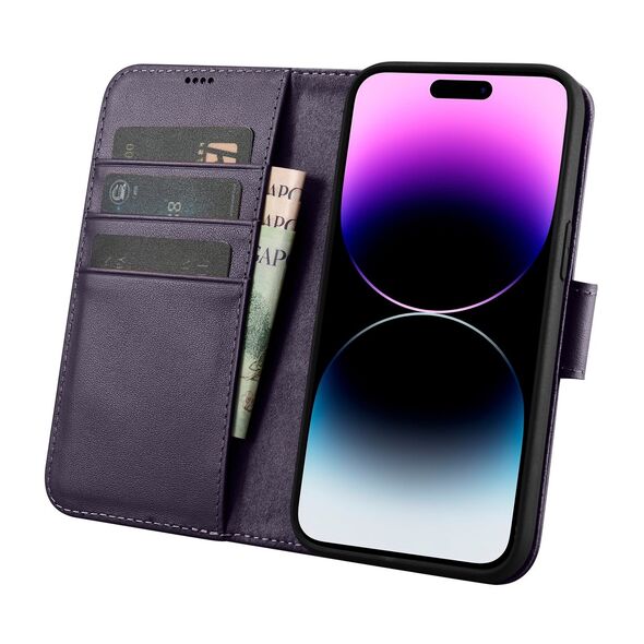 iCarer Wallet Anti-RFID 2in1 Apple iPhone 14 Pro dark purple