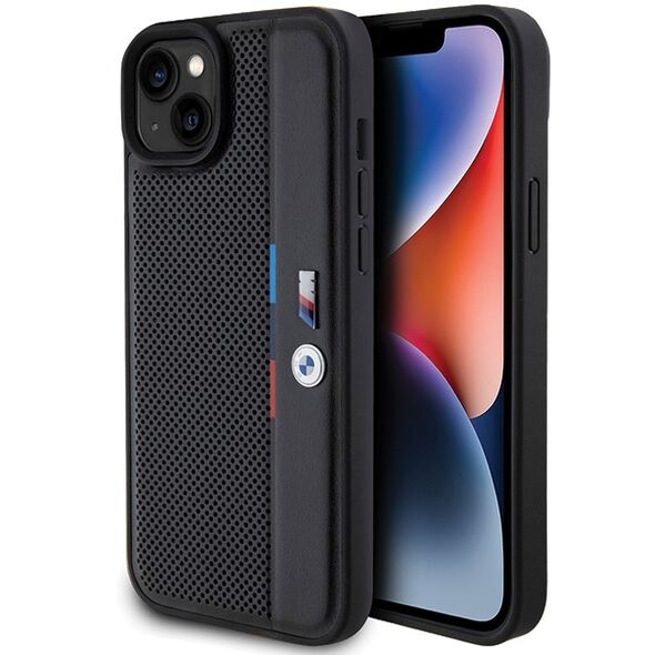 BMW BMHCP15S23PUPVK Apple iPhone 15 / 14 / 13 hardcase Perforated Tricolor Line black