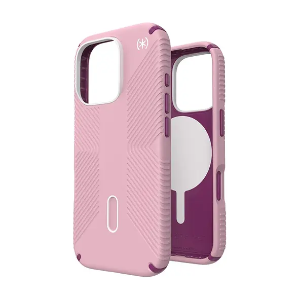 Case Speck Presidio2 Grip ClickLock & MagSafe Apple iPhone 16 Pro (Wednesday Pink / Boysenberry Purple / White)