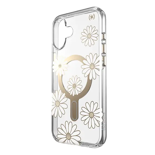 Speck Presidio Lux ClickLock & MagSafe Apple iPhone 16 Plus (Sunshine Daisies / Clear / Gold)