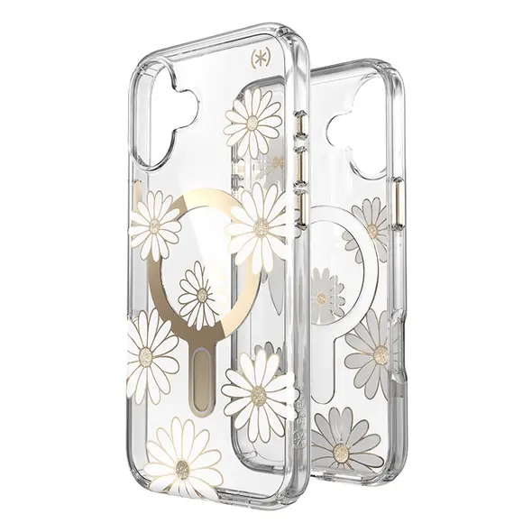 Speck Presidio Lux ClickLock & MagSafe Apple iPhone 16 Plus (Sunshine Daisies / Clear / Gold)