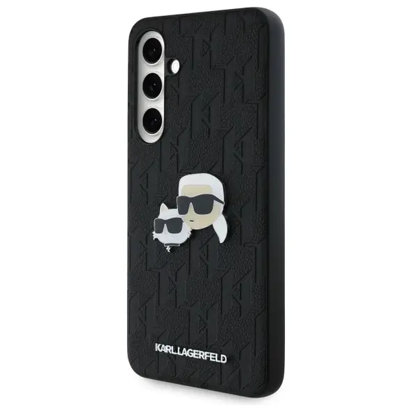 Karl Lagerfeld KLHCS24FEPGKLKCPK Samsung Galaxy S24 FE hardcase Monogram Karl&Chaoupette Head Pin black