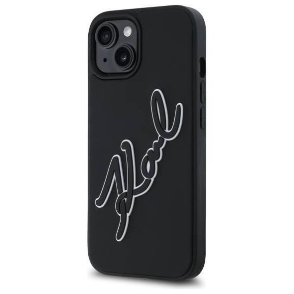 Original Case IPHONE 15 Karl Lagerfeld Hardcase 3D Rubber Signature (KLHCP15S3DRKSDLK) black 3666339257545