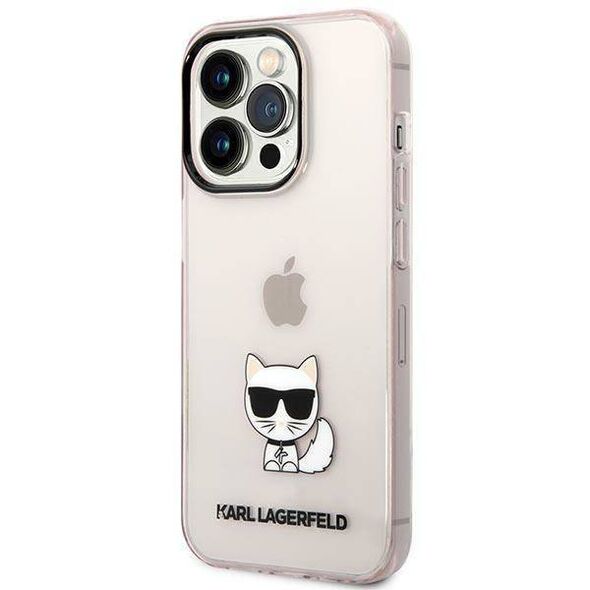 Original Case IPHONE 14 PRO Karl Lagerfeld Hardcase Choupette Body pink transparent 3666339076498