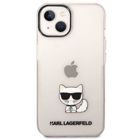 Original Case IPHONE 14 Karl Lagerfeld Hardcase Choupette Body transparent pink 3666339076474