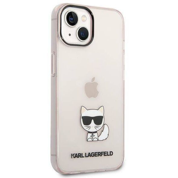 Original Case IPHONE 14 Karl Lagerfeld Hardcase Choupette Body transparent pink 3666339076474