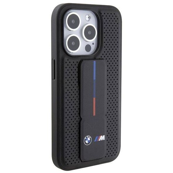 Original Case APPLE IPHONE 15 PRO BMW Hardcase Grip Stand Smooth & Perforated (BMHCP15LGSPPRK) black 3666339204587