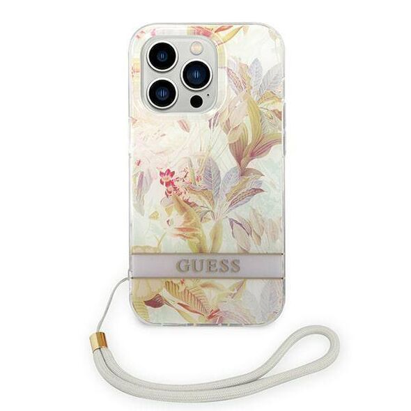 Original Case IPHONE 14 PRO Guess Hardcase Flower Strap (GUOHCP14LHFLSU) purple 3666339093938