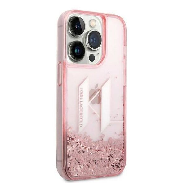 Original Case IPHONE 14 PRO Karl Lagerfeld Hardcase Liquid Glitter Big KL (KLHCP14XLBKLCP) pink 3666339085674