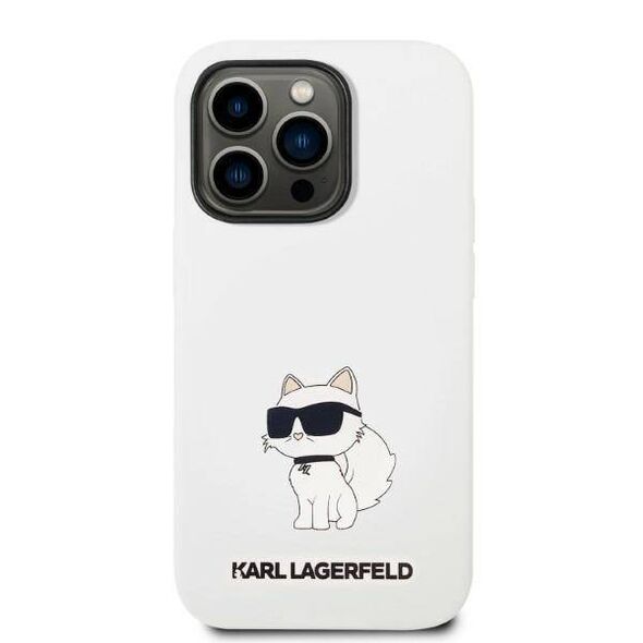 Original Case IPHONE 14 PRO MAX Karl Lagerfeld Hardcase Silicone Choupette MagSafe (KLHMP14XSNCHBCH) white 3666339087791