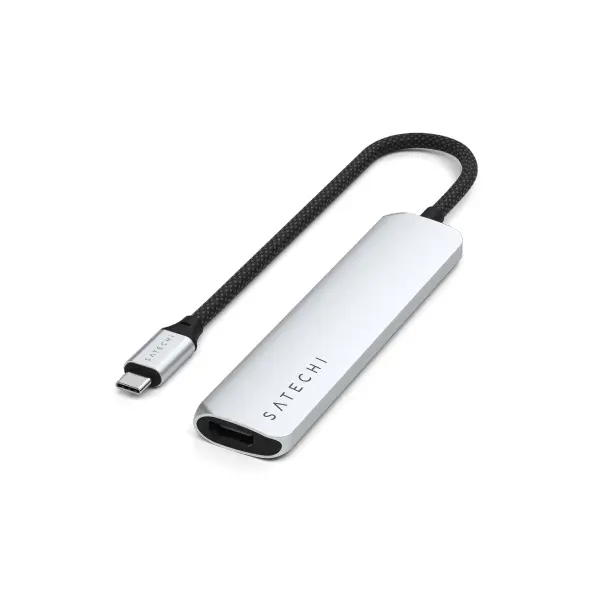 Satechi 6-in-1 HUB USB-C Slim Multiport Adapter USB-C / 2xUSB-A, USB-C, 4K HDMI, card reader silver