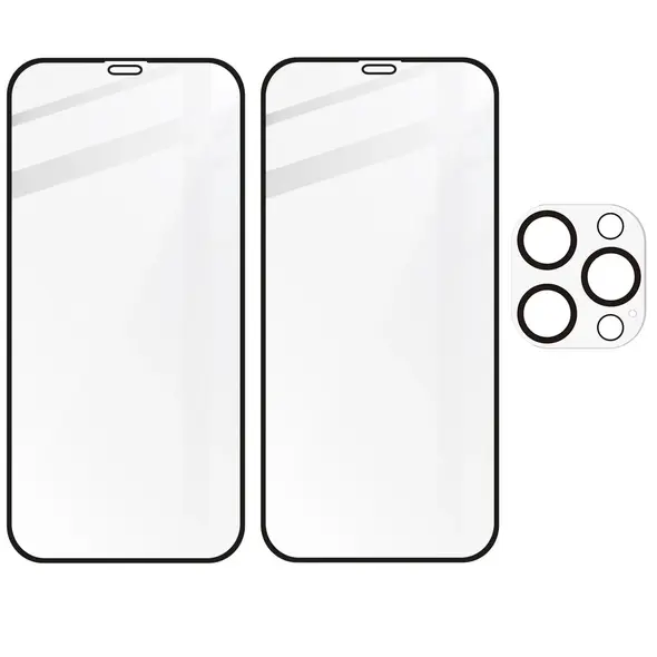 Bizon Glass Edge CF tempered glass - [2 PACK] + lens protection Apple iPhone 12 Pro Max black