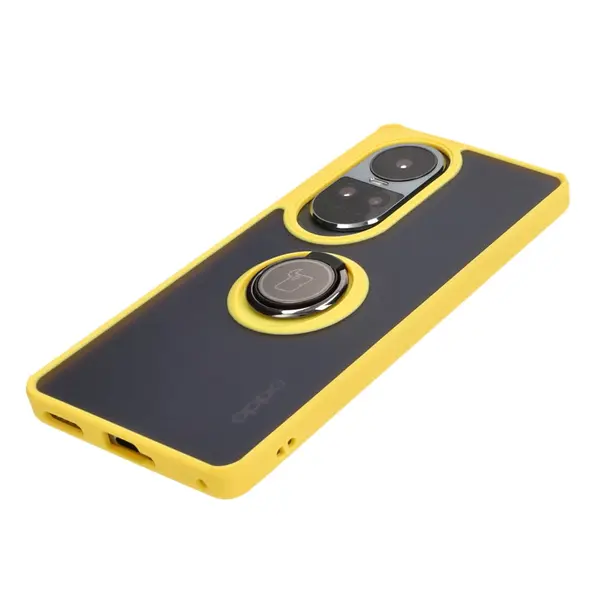 Bizon Case Hybrid Ring Oppo Reno10 / 10 Pro smoky with a yellow frame