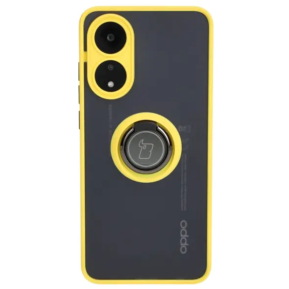 Bizon Case Hybrid Ring Oppo A78 4G smoky with a yellow frame