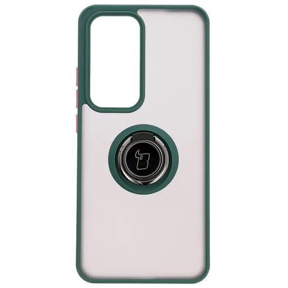 Bizon Case Hybrid Ring Oppo Reno 12 Pro smoky with a dark green frame