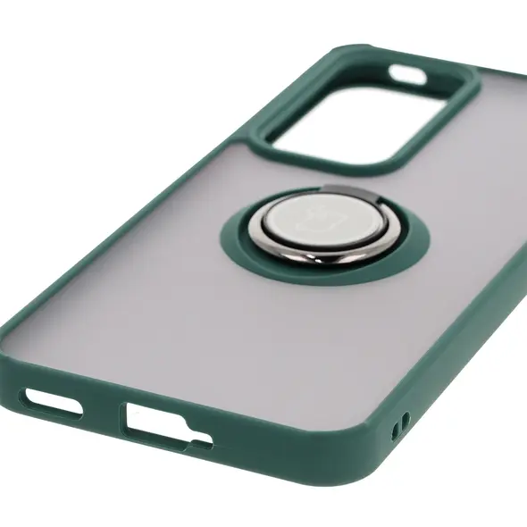 Bizon Case Hybrid Ring Oppo Reno 12 Pro smoky with a dark green frame