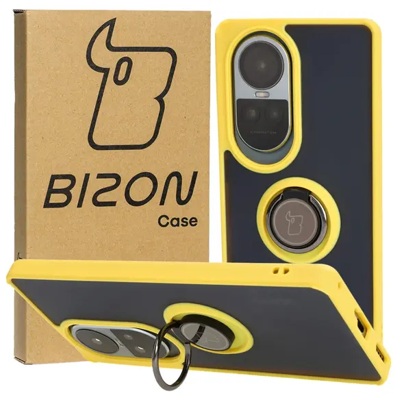 Bizon Case Hybrid Ring Oppo Reno10 / 10 Pro smoky with a yellow frame