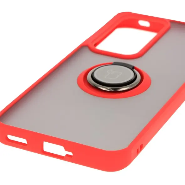 Bizon Case Hybrid Ring Oppo Reno 12 smoky with a red frame