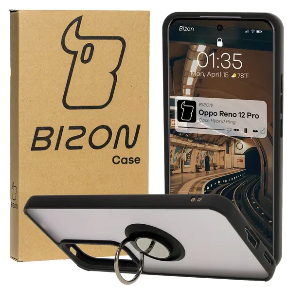 Bizon Case Hybrid Ring Oppo Reno 12 Pro smoky with a black frame