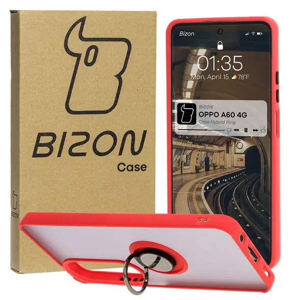 Bizon Case Hybrid Ring Oppo A60 4G smoky with a red frame