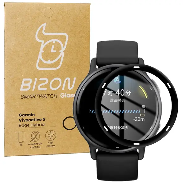 Bizon Glass Watch Edge Hybrid Garmin Vivoactive 5 black