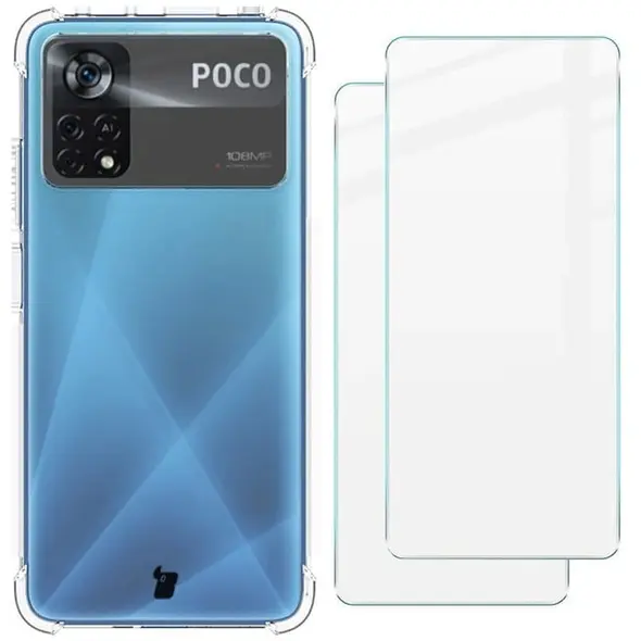 Bizon Case Clear Pack case + 2x screen glass Xiaomi Poco X4 Pro 5G clear