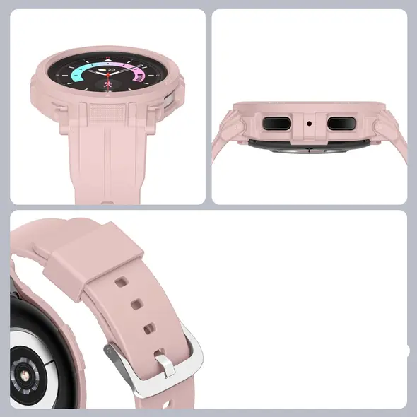 Bizon Strap + Case Watch Action Pro Samsung Galaxy Watch 5 Pro 45 mm light pink