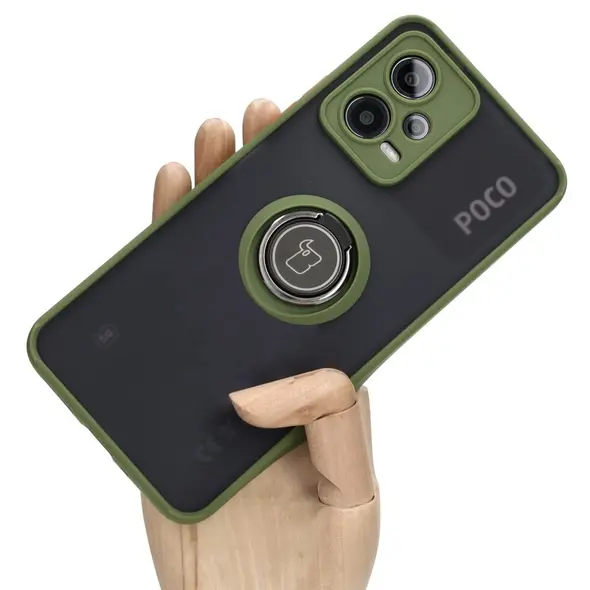 Bizon Case Hybrid Ring Xiaomi Poco X5 / Redmi Note 12 5G smoky with a green frame