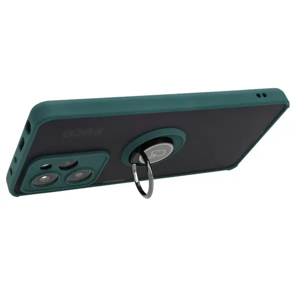 Bizon Case Hybrid Ring Xiaomi Poco X5 Pro smoky with a dark green frame