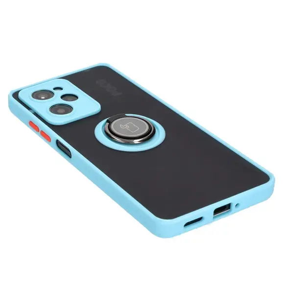 Bizon Case Hybrid Ring Xiaomi Poco X5 Pro smoky with a light blue frame