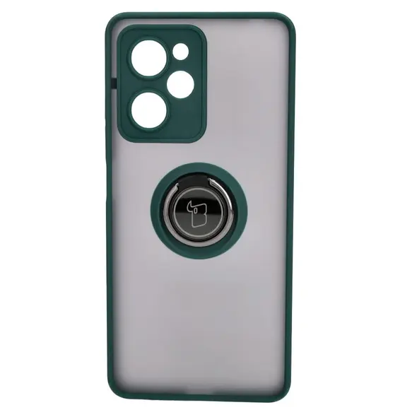 Bizon Case Hybrid Ring Xiaomi Poco X5 Pro smoky with a dark green frame