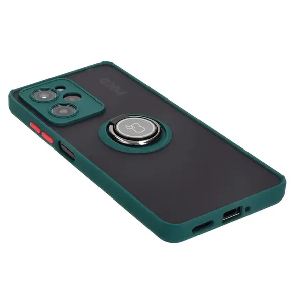 Bizon Case Hybrid Ring Xiaomi Poco X5 Pro smoky with a dark green frame