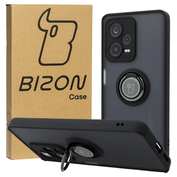 Bizon Case Hybrid Ring Xiaomi Redmi Note 12 Pro+ 5G smoky with a black frame