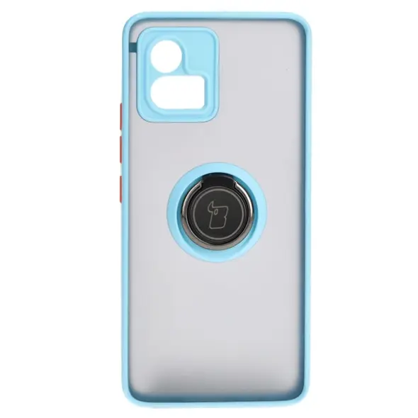 Bizon Case Hybrid Ring Motorola Moto G72 smoky with a light blue frame