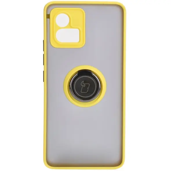 Bizon Case Hybrid Ring Motorola Moto G72 smoky with a yellow frame