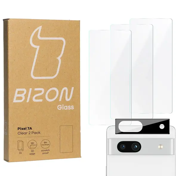 BIZON Clear 3x screen glass + camera glass Pixel 7A