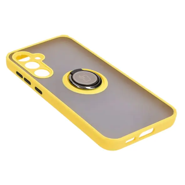 Bizon Case Hybrid Ring Samsung Galaxy S23 FE smoky with a yellow frame