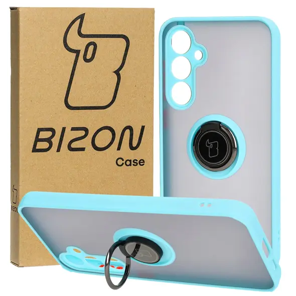 Bizon Case Hybrid Ring Samsung Galaxy S23 FE smoky with a light blue frame