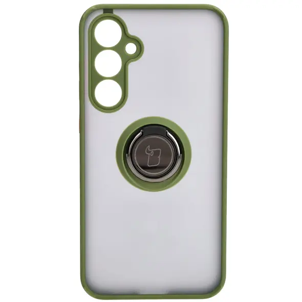 Bizon Case Hybrid Ring Samsung Galaxy S23 FE smoky with a green frame